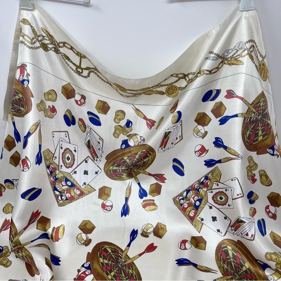 Vintage Retro Pub Scene Square Scarf Playing Games Darts Cards Pool Las Vegas - Picture 10 of 10